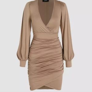 Gold wrap dress from Cider. Measurements are listed in pics.  Size large.